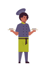 male chef cook holding trays with fresh sushi rolls african american man restaurant kitchen worker in uniform carrying platter with japanese traditional food cooking concept full length vertical