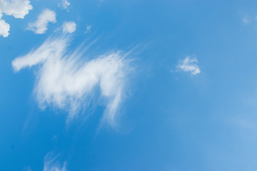 Bright blue sky with white soft motion clouds