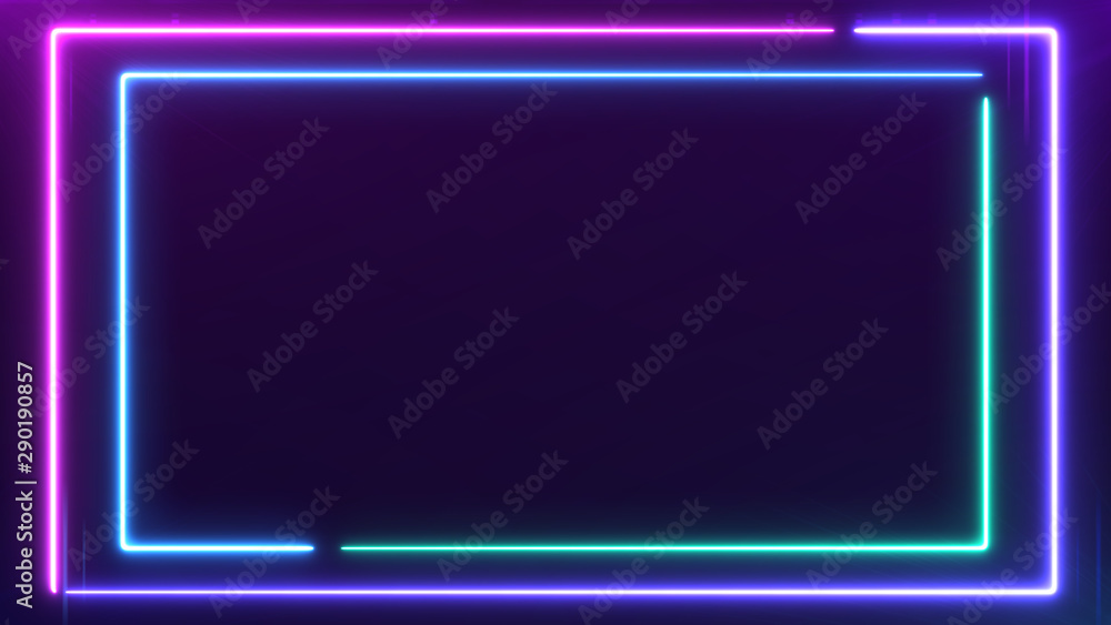 Canvas Prints abstract neon bright colored frame square on a dark background. laser show colorful design for banne