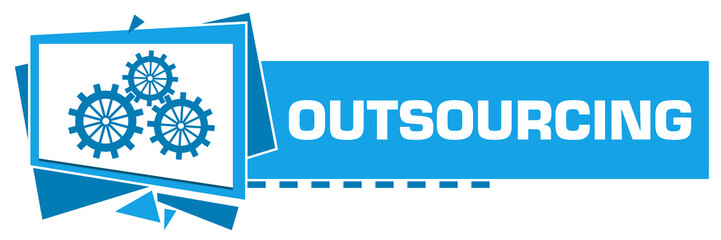 Outsourcing Blue Squares Triangles Text Horizontal 