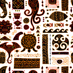 Ethnic handmade ornament for your design. Polynesian style, seamless pattern