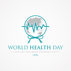 World health day letter with ribbon and world map