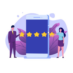 Customer  online rating, review concept.  Usability Evaluation. Feedback,  Rating  concept, Reputation management. Vector illustration