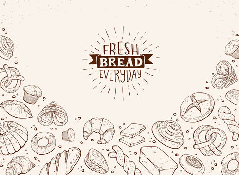 Fresh Bread Poster Vector Ilustration