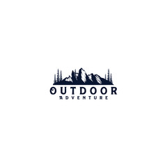 Outdoor mountain nature logo - adventure wildlife pine tree forest design