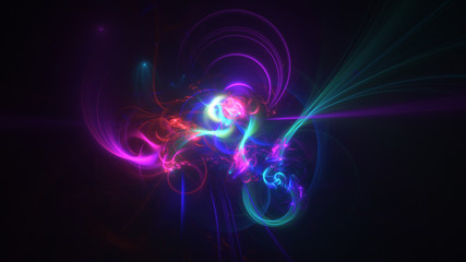 Abstract transparent blue and pink crystal shapes. Fantasy light background. Digital fractal art. 3d rendering.