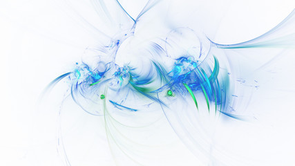 Fototapeta premium Abstract transparent blue crystal shapes. Fantasy light background. Digital fractal art. 3d rendering.