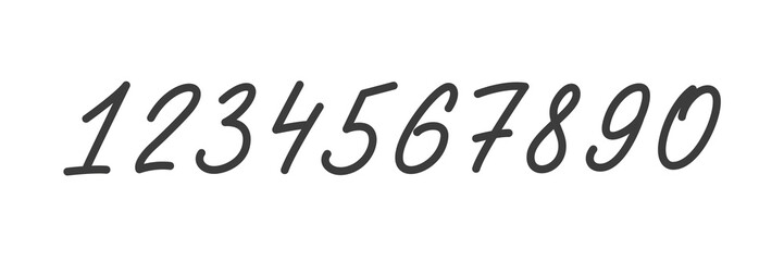 Handwritten numbers. Set of vector lettering numbers from 0 to 9