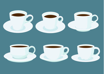 white coffee cup on saucer on gray background illustration vector