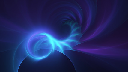 Abstract transparent blue and violet crystal shapes. Fantasy light background. Digital fractal art. 3d rendering.