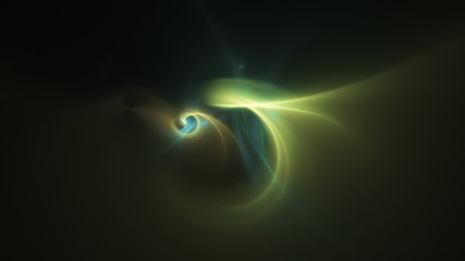 Abstract transparent green crystal shapes. Fantasy light background. Digital fractal art. 3d rendering.