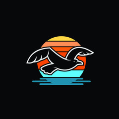 modern colorful seagull bird icon logo t shirt design idea