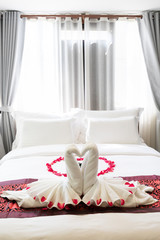 Fototapeta na wymiar Bed room in thai traditional style