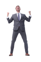 in full growth. portrait of a happy businessman.