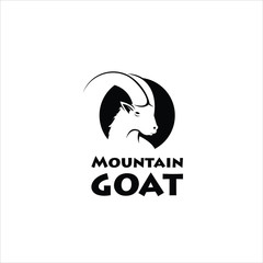 Animal logo design template with mountain goat flat illustration