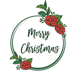 Lettering text merry christmas, with texture of abstract colorful wreath frame. Vector