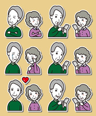 カップルの表情のイラスト : 老夫婦