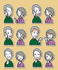 カップルの表情のイラスト : 老夫婦