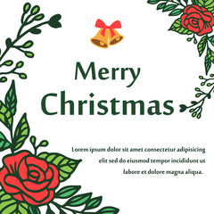 Design card merry christmas with ornament colorful flower frame. Vector