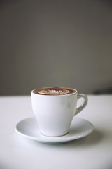 hot chocolate in white tone room