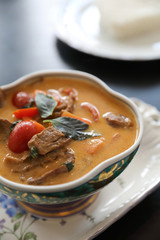 Roasted Duck in Red Curry with rice , Traditional Thai food