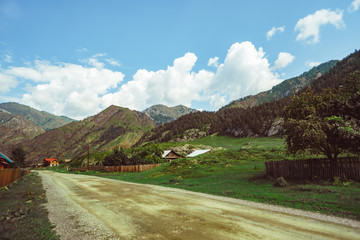 Beautiful mountainscape scenery blue sky