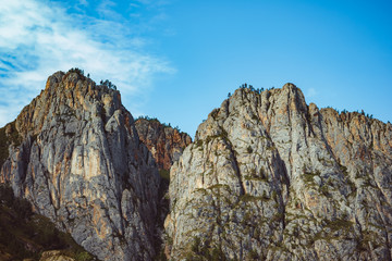 Beautiful mountainscape scenery blue sky