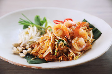 Thai food padthai fried noodle with shrimp , local food