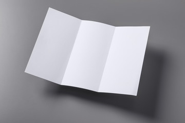 Empty flyer on grey background. Mockup for design