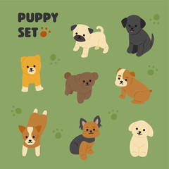 Cute puppies Handwriting style illustration. flat design style minimal vector illustration.