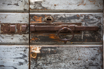 Vintage lock on a wooden door