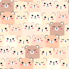 Fototapeta premium Cute bear seamless pattern background. Vector illustration.