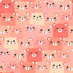 Cute bear seamless pattern background. Vector illustration.