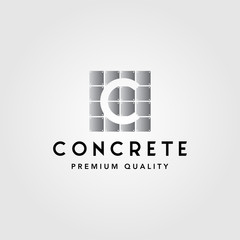 faux concrete letter c exposed wall panel logo vector illustration