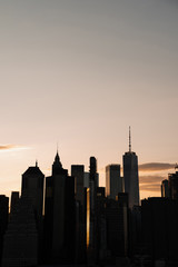 Sunset skyline of new york city