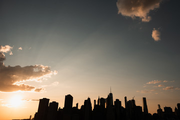 New york city skyline at sunset
