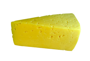 piece of cheese on a white background