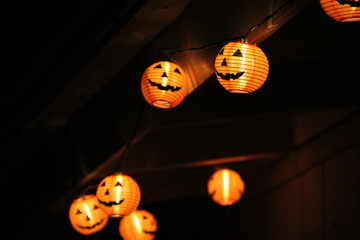 halloween pumpkins on black background