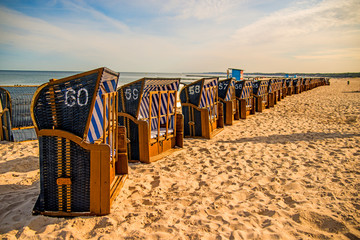 beach chairs at the Baltic Sea in Poland