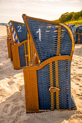 beach chairs at the Baltic Sea in Poland