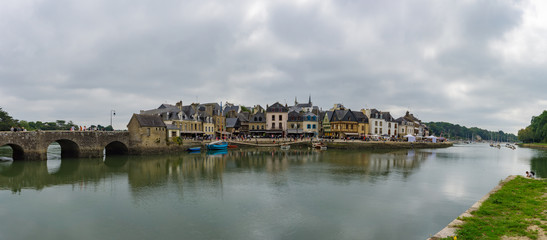 Fototapeta na wymiar panorama cityscape view of the old town and river of Auray in Brittany in western France