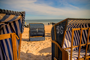 beach chairs at the Baltic Sea in Poland