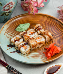 fried sushi in balsamic sauce