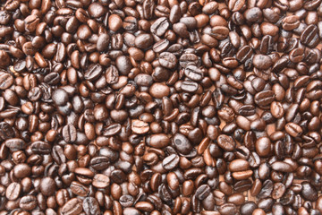 Coffee beans background.Roasted arabica coffee bean used as a background.