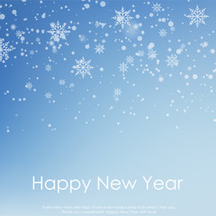 Happy New Year card with blue sky and snowflakes. 2020 Vector