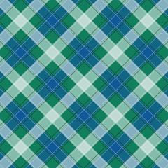 Green and Blue Gingham pattern. Texture from squares for - plaid, tablecloths, clothes, shirts, dresses, paper, bedding, blankets, quilts and other textile products. Vector illustration EPS 10