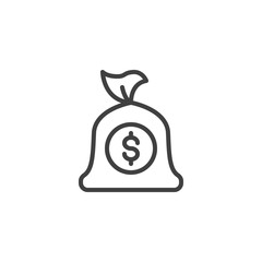 Money bag line icon. linear style sign for mobile concept and web design. Dollar money bag outline vector icon. Symbol, logo illustration. Vector graphics