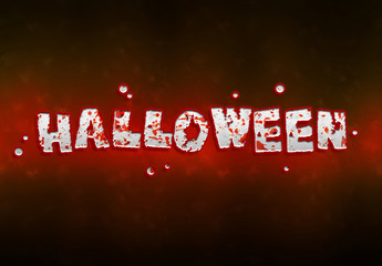 Happy Halloween bloody vampire card text on dark background