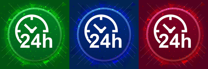 24 hours clock icon elegant modern design abstract buttons set illustration