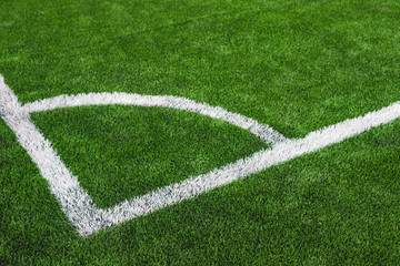 Fototapeta premium Corner zone on the football field.